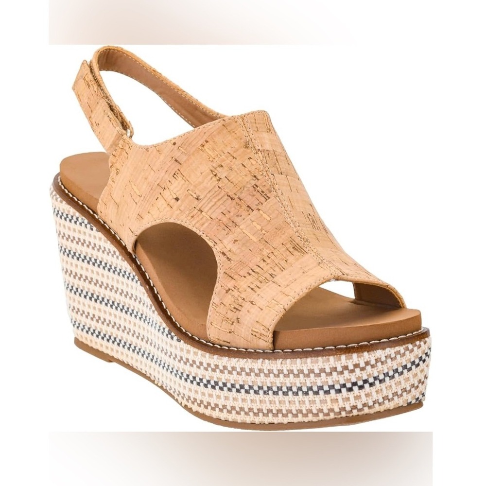Corkys Freddy size 8 Wedge Cork Platform Sandal - Natural jute wrap in heel
